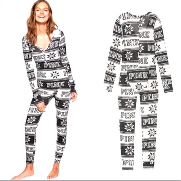 Victoria’s Secret M Black/ White Snowflake Onesie